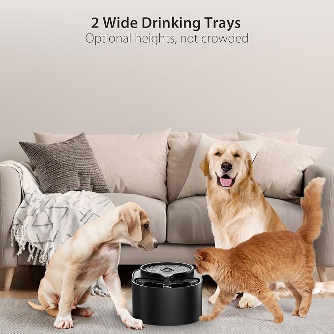 iPettie Waterfall Dog Water Fountain, Hygienic 5-Stage Filtered Water, 2 Heights to Drink from, Water Shortage Alert, Night Light with ON/Off Switch, Cat Water Fountain 203 OZ (1.6 GAL) 6 L