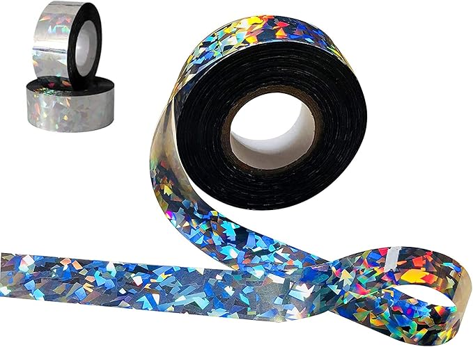 Bird Scare Tape, 2 Pack 1''x260FT Double Sided Repellent Deterrent Reflective Tape for Scaring Birds Away… (Silver)