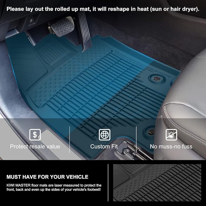 KIWI MASTER Floor Mats for 2020-2026 Toyota Highlander, Custom Fit All Weather Car Mats, Heavy Duty TPE Floor Liners, Front & Rear 2 Row, Black