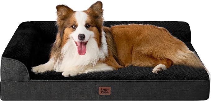 EHEYCIGA XL Dog Bed Memory Foam for Crate, Extra Large Dog Bed Orthopedic with Washable Removable Cover, Waterproof Pet Sofa Couch XLarge Size Dogs, 41x27x6.5, Black | Washable Removable Cover, Waterproof Flat Pet Sofa Couch with Nonskid Bottom, 41x27x6.5