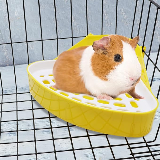 Litewoo Rabbit Litter Box Toilet Bunny Corner Litter Pan Pet Toilet Potty for Guinea Pigs Hamster Chinchilla Ferret Rabbit Small Animal (Yellow)