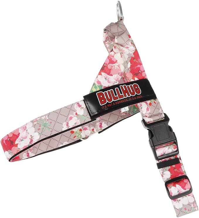 Adjustable Dog Harness– No Pull, No Choke – for English Bulldogs, French Bulldogs, Pugs & Broad-Chested Breeds – Easy, Safe Walks (Pink Floral, XL)