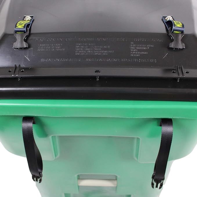 Trash Lock Original Two Strap Lid Lock, Very Secure, Deter Black Bears, Keep Raccoons, and Squirrels Out of Your Trash (Black, Original Two Strap), Patent Pending Design