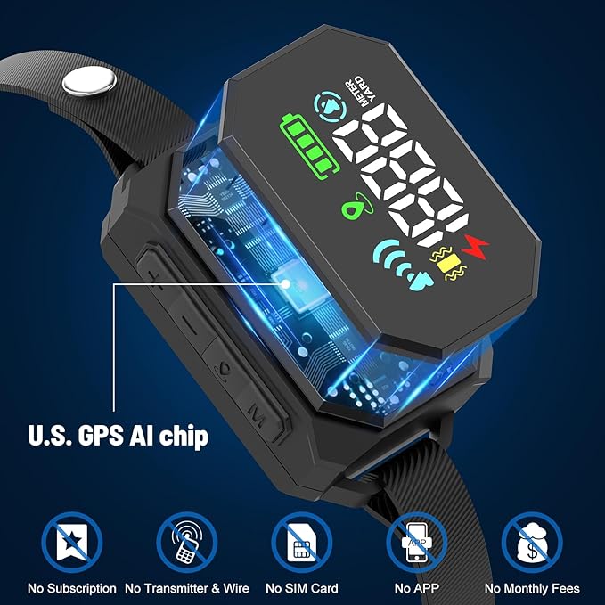 GPS Wireless Dog Fence, Electric Fence for Dogs, Perimeter Collar Fence System, Radius 33-1999 Yards, IPX7 Waterproof, Beep Vibration Shock Correction, for Pets Over 18 Lbs