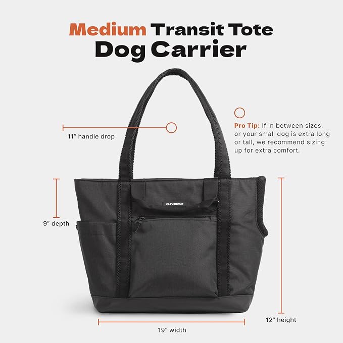 Transit Tote Dog Carrier for Small/Medium Dogs 8-20 lbs, 19x12x9 Soft-Sided 4-Pc Set with Waterproof Base, Plush Insert, Food Pouch, Mesh Head Opening - Medium, Leopard