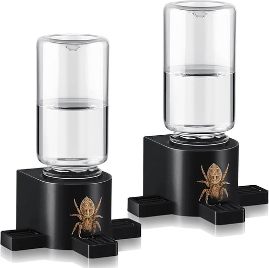 2 Pcs 10ML Jumping Spider Water Dispenser with Magnets, Jumping Spider Accessories for Tarantulas Enclosure/Habitat, Magnetic Water Feeder for Small Animals, Geckos(Black)