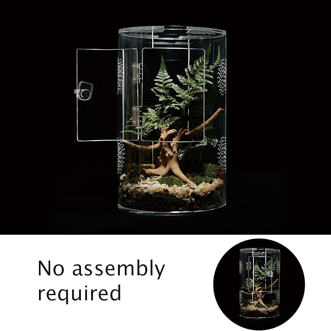 Acrylic Terrarium for Reptiles & Spiders – Small/Medium/Large Leak-Proof Enclosure (Horizontal/Vertical) | Ideal for Tarantulas, Jumping Spiders, Frogs & Geckos(Medium, Round)