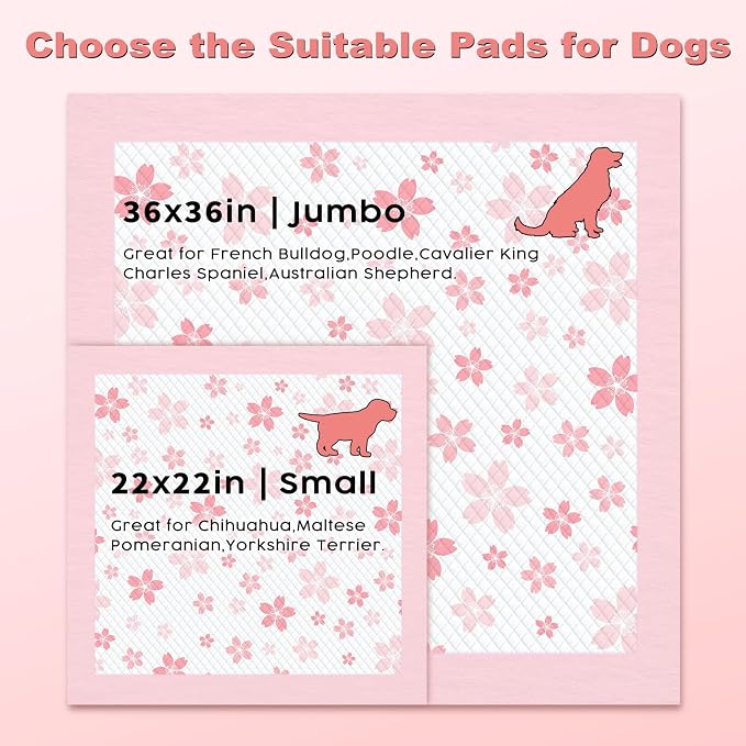 MIZOK Pink Puppy Pads with Adhesive Tabs Disposable Pee Pads 36x36in 30Ct | Giant Potty Pads Feature Sticky Corners and Extra Thick Layers Ideal for Multiple Pets or Big Dog Poop Pads Needs