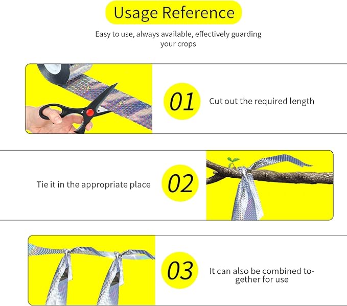Bird Scare Tapes 350FT*2 Reflective Flash Tape for Birds, Bird Scare Device Double Side Ribbon Scare Birds Away for House, Garden, Yard, Orchard, Patio, Outdoor