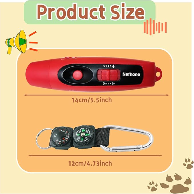 Rechargeable Bear Horn to Scare Bears, 125dB Electronic Air Horn with LED Flashlight & Compass & Thermometer, Electronic Whistle Bear Bells for Safety Hiking Camping Emergency Self Defense