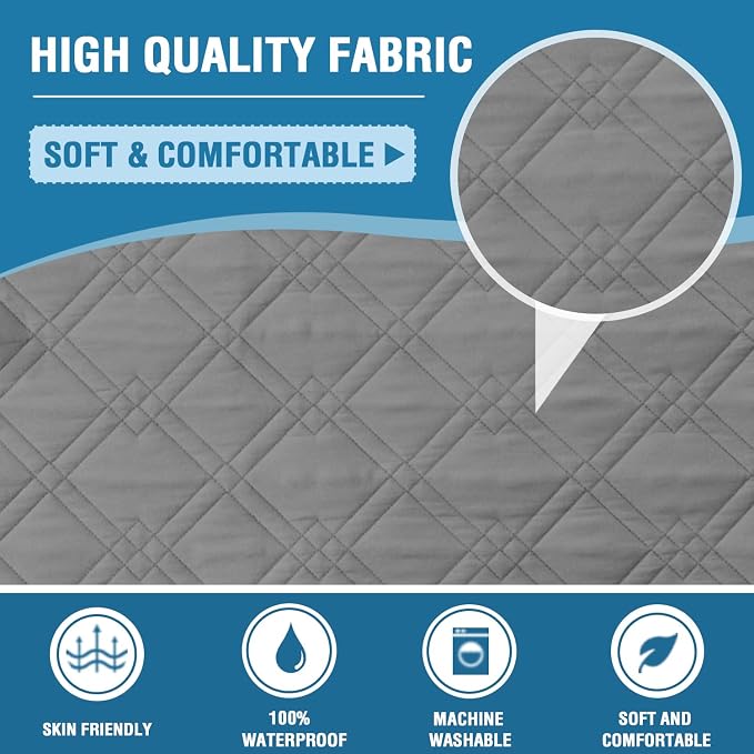 H.VERSAILTEX Sofa Cover 100% Waterproof Slipcover Furniture Protector, Washable Couch Cover with Non-Skid Backing and Elastic Straps for Kids, Dogs, Pets(Sofa, Dove Grey)