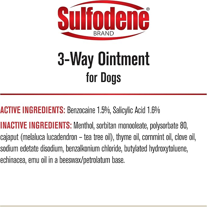 Sulfodene Dog Wound Care 3-Way Ointment, Relieves Pain & Prevents Infection for Dog Cuts, Scrapes, Bites and Injuries, 2 Ounce (Pack of 2)