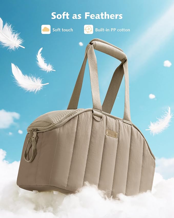 Pecute Dog Purse Carrier, Lightweight Dog Carriers for Small Dogs,XL,Khaki | Breathable mesh,Foldable,Paper-textured fabric is water-repellent,Built-in safety rope,Machine washable,Under 8.8lbs