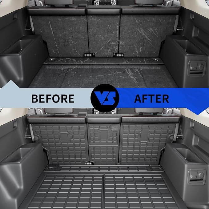 Rongtaod Cargo Mat Compatible with 2010-2024 Toyota 4Runner 5 Seats Trunk Mat Cargo Liner Back Seat Cover Protector 2023 4 Runner Accessories (Trunk Mats + Backrest Mats,Fit with Sliding Tray)