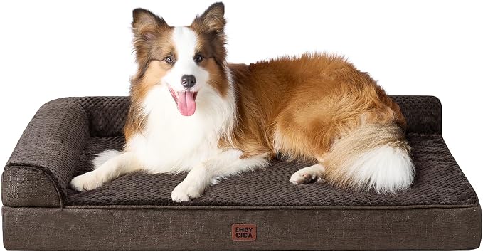 EHEYCIGA XL Dog Bed Memory Foam for Crate, Extra Large Dog Bed Orthopedic with Washable Removable Cover, Waterproof Pet Sofa Couch XLarge Size Dogs, 41x27x6.5, Brown | Washable Removable Cover, Waterproof Flat Pet Sofa Couch with Nonskid Bottom, 41x27x6.5