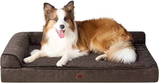 EHEYCIGA XL Dog Bed Memory Foam for Crate, Extra Large Dog Bed Orthopedic with Washable Removable Cover, Waterproof Pet Sofa Couch XLarge Size Dogs, 41x27x6.5, Brown | Washable Removable Cover, Waterproof Flat Pet Sofa Couch with Nonskid Bottom, 41x27x6.5