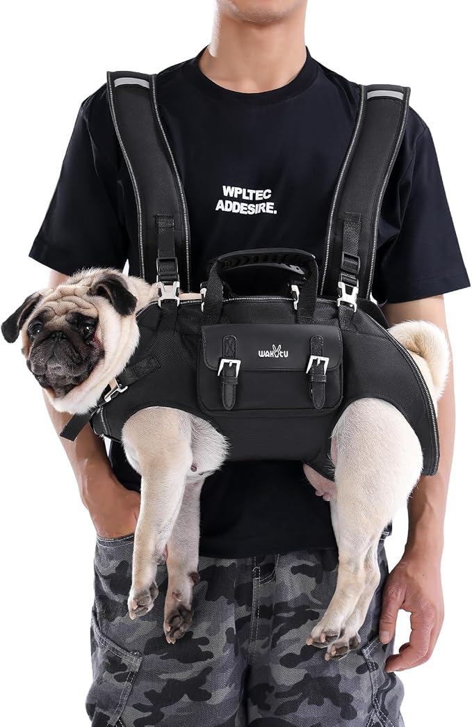 Wakytu Dog Backpack Carrier for Dogs,Dog Lift Harness | Adjustable Padded Breathable Straps for Dogs, Disabled, Joint Injuries, Arthritis,XL