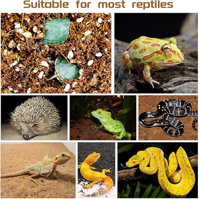 Hamiledyi 1.32LB Reptile Coconut Fiber Substrate Hibernant Soil Mix Perlite Vermiculite 3 in 1 Terrarium Bedding for Lizard Tortoise Chameleon Snake Iguanas Geckos Forg