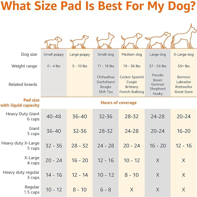 Amazon Basics Disposable Dog Training Pads with 5-Layer Leak-Proof Design, Quick-Dry Surface, Regular, 22 x 22 Inches, 30-Pack