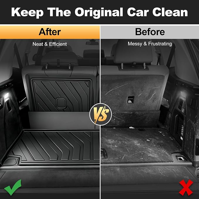 Cargo Liner & Third Row Seat Back Mats Compatible with 2019-2026 BMW X7 G07 (Not for 2021-2022 X7 50i / 2025 X7 40i): AOMSAZTO Custom Fit 2019-2026 BMW X7 All Weather Anti Skid TPE Trunk Liner