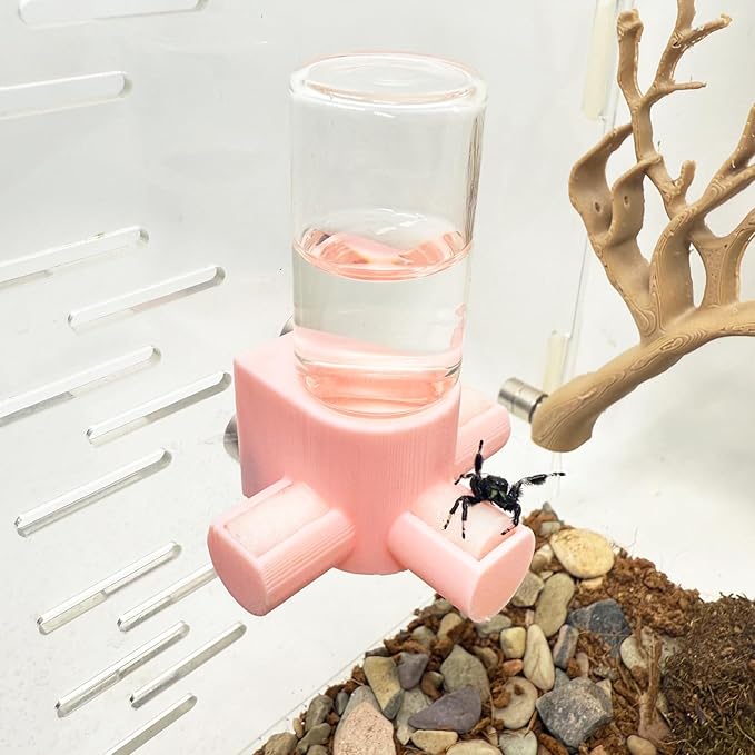 Jumping Spider Water Dispenser, Magnetic Hanging Feeder,Suitable for Jumping Spiders,Tarantulas, Praying Mantises,Arboreal Animals, and Other Small Animal Enclosure Accessories (Pink, 10ML)