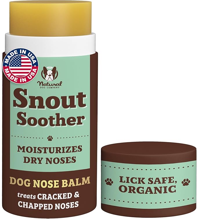 Natural Dog Company Snout Soother Dog Nose Balm – Moisturizing Care for Dry, Crusty, Cracked Noses with Coconut Oil & Shea Butter, Lick Safe Dog Snout Balm for All Breeds - 2 oz Stick