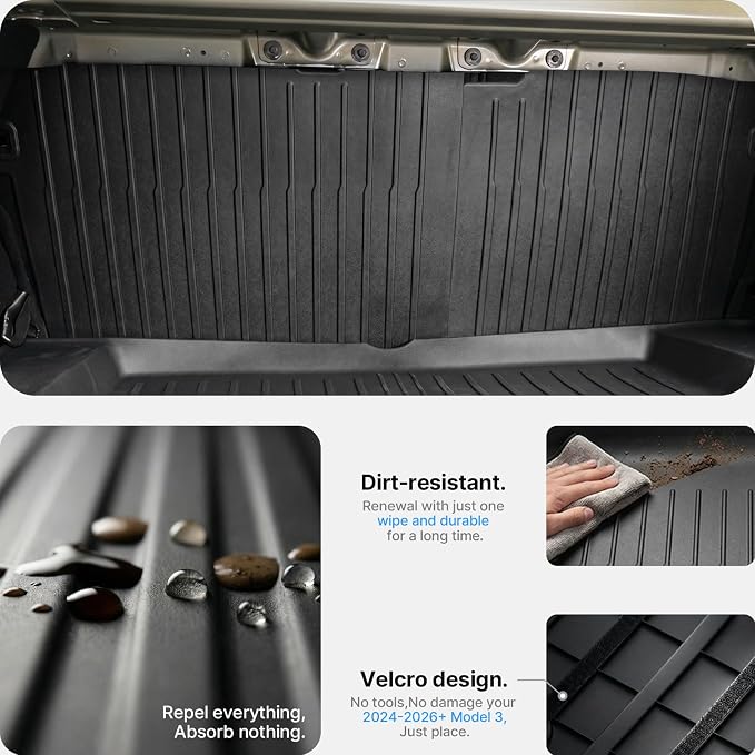 Rear Seat Back Cover Tesla Model 3 Highland 2024/2025/2026, All Weather TPE Seatback Cargo Liner Pad Back Protector Interior Premium Accessories
