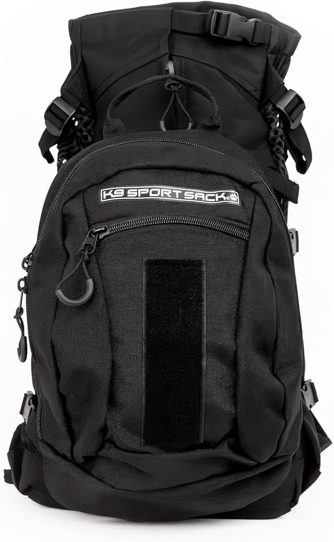 K9 Sport Sack Plus 2 - Large, Jet Black - Ideal for Dogs 20-22” Long - Adjustable, Backpack-Style Carrier with Multi-Functional Storage Pack, Thick Shoulder Straps & Padded Back Panel