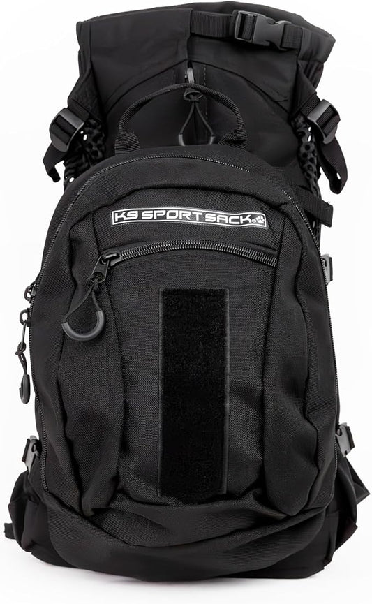 K9 Sport Sack Plus 2 - Large, Jet Black - Ideal for Dogs 20-22” Long - Adjustable, Backpack-Style Carrier with Multi-Functional Storage Pack, Thick Shoulder Straps & Padded Back Panel