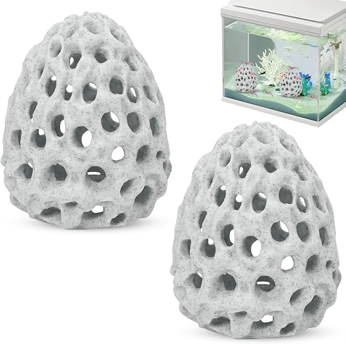 HINGTAI Shrimp Dome Hide Betta Habitat Fish Tank Tunnel with Suction Cup Aquarium Fish Cave Hideout Ornament Accessories for Shrimp Guppy Hiding Resting White