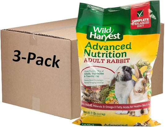 Wild Harvest Advanced Nutrition Adult Rabbit 8 Pounds, Complete and Balanced Diet, Pack of 3 (G19808-CAS)