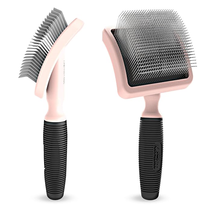 Kenchii Long Pin Slicker Brush for Dogs (Poodles, Doodles, Goldendoodles, Labradoodles), Professional Grooming Brush for Detangling, Fluffing & Dematting, Non-Slip Comfort Handle