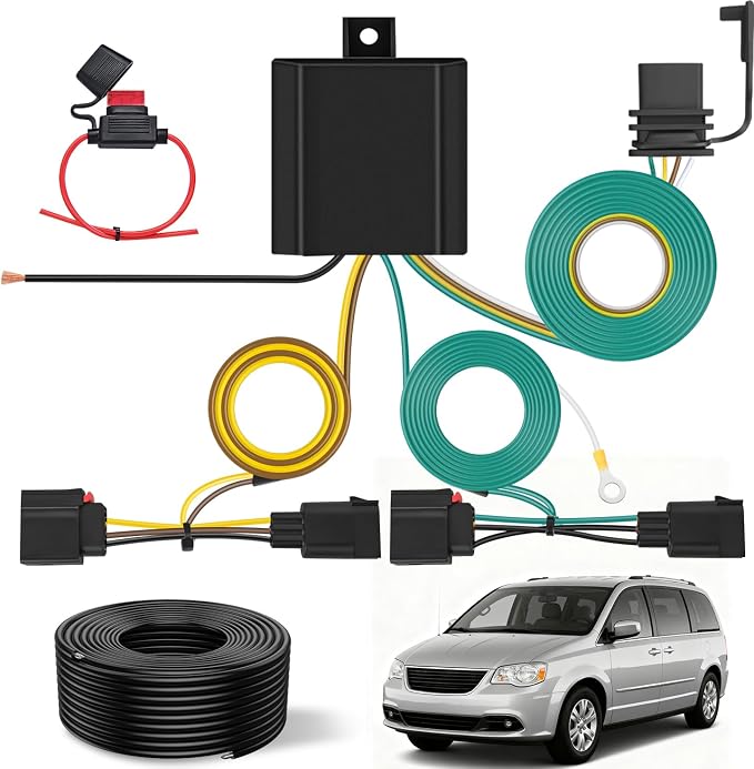 Nilight 4-Pin Trailer Wiring Harness Kit 56333 | for 2008 2009 2010 2011 2012 2013 2014 2015 2016 2017 Jeep Patriot Dodge Durango Caliber Grand Caravan Chrysler Town Country