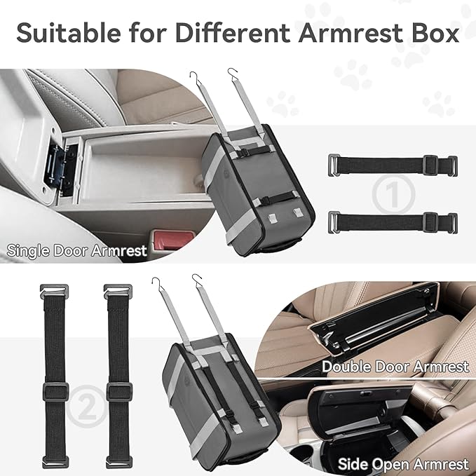 PETSFIT Multipurpose Center Console Dog Car Seat, Airline Approved Dog Car Carrier with Safety Tether and Pockets, Portable Cat Car Seat, Dog Car Seats for Small Dogs, Cats Up to 9 LBS (Deep Grey)