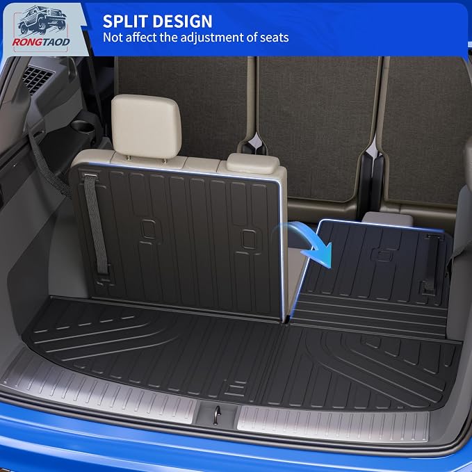 Rongtaod Cargo Mat Compatible with 2026 Hyundai Palisade Gas Trunk Mat Trunk Liner Cargo Liner Back Seat Cover Protector TPE All Weather Palisade Accessories (Trunk Mat with Backrest Mat)