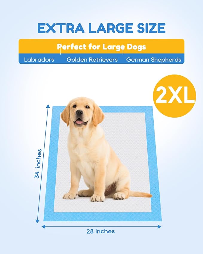 60 Count-30" x 36" XXL Puppy Pads, Extra Large Pee Pads for Dogs, Super Absorbent Disposable Dog Training Pads, Quick Drying, Leak-Proof, Ultra Thick Potty Pads for Dogs, Puppies, Doggie, Cats