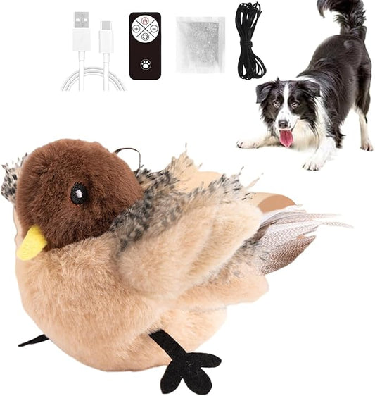 Flying Bat Dog Toy, 2026 New Flying Bat Toy for Dogs, Flapping Wings Interactive Pet Toy with Chirping Engages Cats and Dogs, Detachable USB Rechargeable, Hanging and Ground Play ，Bird：1PCS