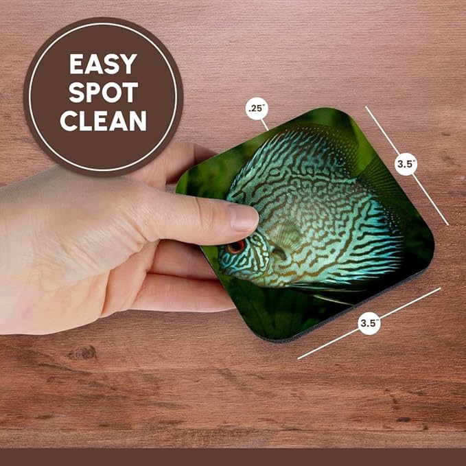 3dRose Blue Exotic Discus Fish Set of 8 Coasters - Soft