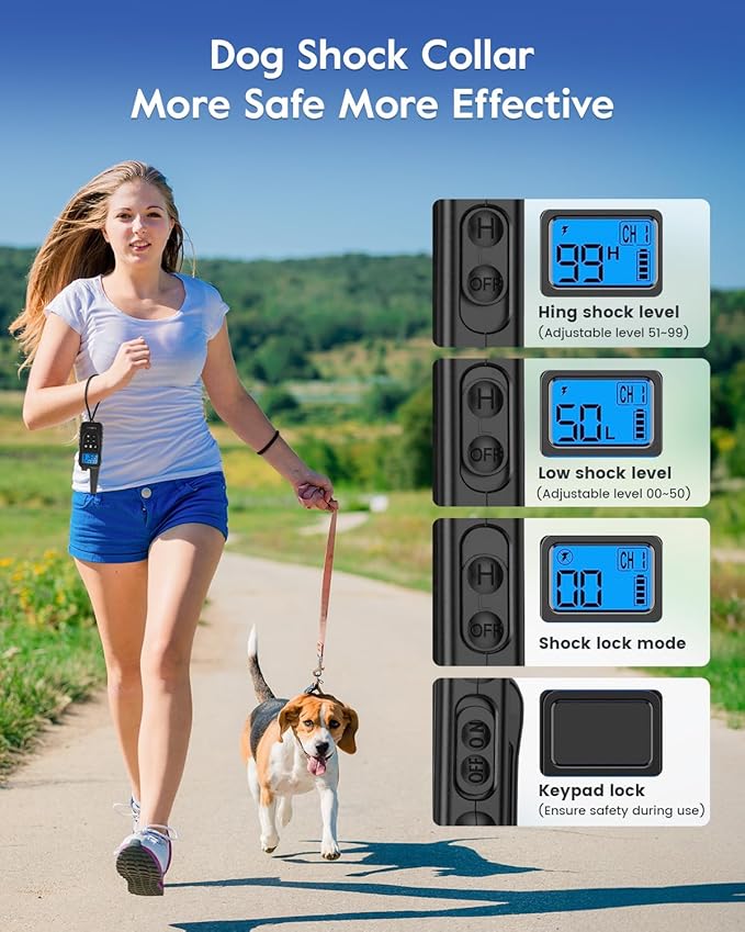 SLOPEHILL Dog Training Collar with Remote, 4200FT Electronic Dog Shock Collar with Beep, Vibration, Shock, Flash Light and No Shock Mode, Electric Shock Collar for Small Medium Large Dogs (Green)