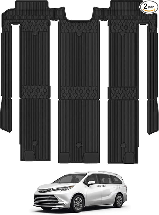 3W Floor Mat for Toyota Sienna 2021-2026 (Only for 7 Seat), TPE All Weather Custom Fit Floor Liner for Toyota Sienna 2nd and 3rd Row Car Liners(Not Fit 2025 2026 Platinum Edition)