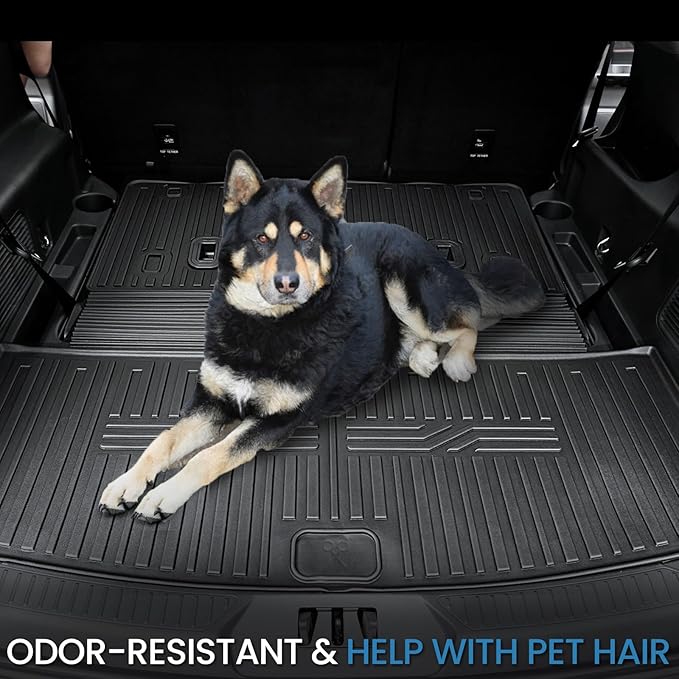 Cargo Mat with Backrest Mat for 2020-2025 2026 Ford Explorer Car Mat Accessories, All Weather TPE Cargo Liner Trunk Mat Active/ST Line/ST/Platinum(Cargo Mat with Backrest Mat)