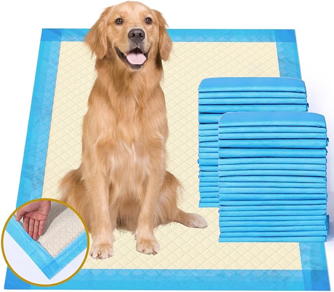 Gardner Pet Ultra Absorbent Thicker Dog Pee Pads Extra Large XL 27.6"x33.5" Leak-Proof Odor-Control Blue Puppy Training Pads Full Edge-Wrapping Pad for Dogs, Puppies, Doggie, Cats, Rabbits - 30 Ct