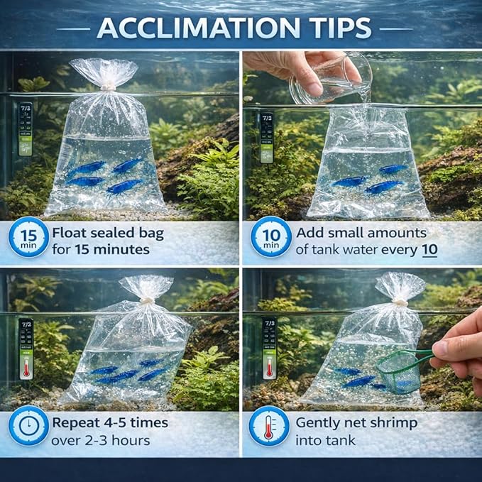15+ Blue Dream Supreme Gene Shrimps Live Freshwater Neocaridina Shrimp for Aquarium, Live Arrival Guarantee
