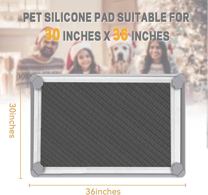 Pee Pads Tray 30 X 36 Inches, Silicone Dog Bedpan Tray, High Edge Puppy Pad Holder Tray for Easy to Clean and Spill Free Dog Bedpan Training Pad Tray with Fixing Buckle