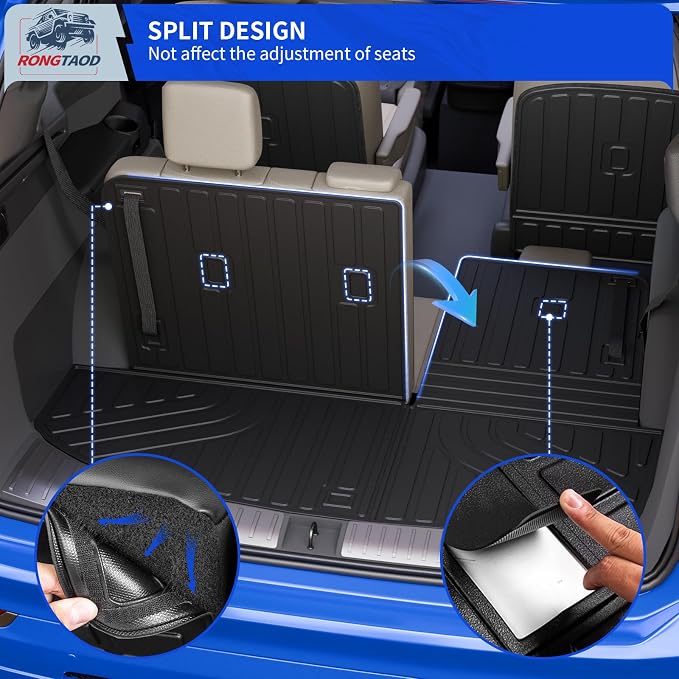 Rongtaod Floor Mats Compatible with 2026 Hyundai Palisade Gas Cargo Mat Trunk Mat Cargo Liner Kick Mats 7-Seater Captain Chairs All Weather Palisade Accessories (Floor Mats Full Set 7pcs)