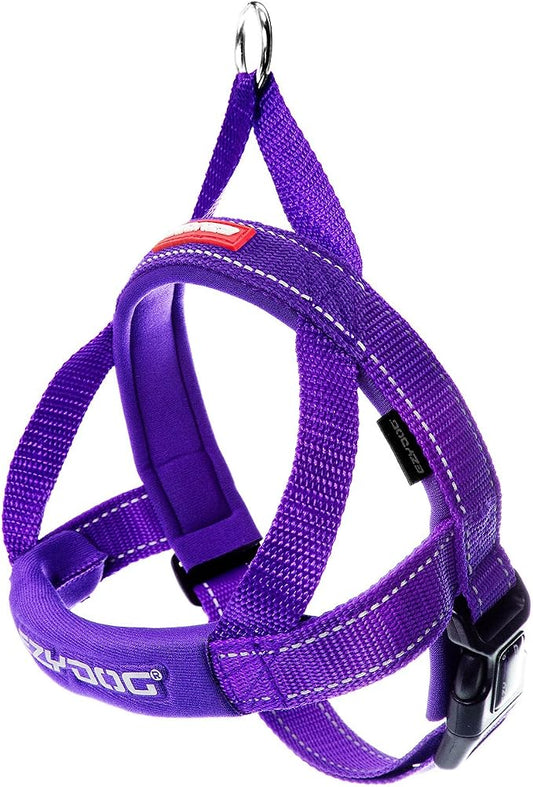 EzyDog Quick Fit Dog Harness, Soft Neoprene Padding - Large, Purple | Fast One-Click Buckle, Adjustable Fit, Strong Reinforced Materials, Reflective Stitching, No Pull Dog Harness, Easy Walking