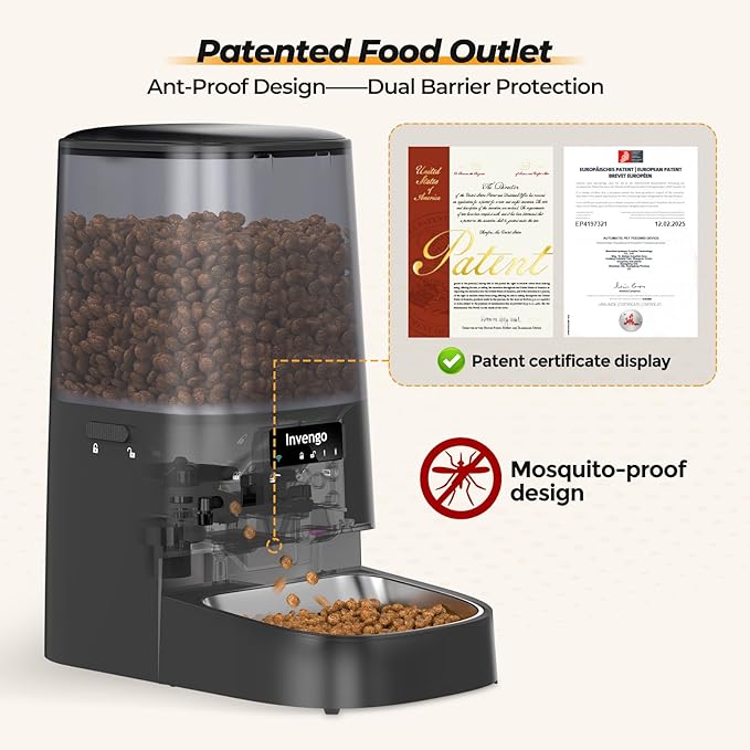 Automatic Cat Feeder with App Control, 5L Food Dispenser for Cats and Small Dogs, 2.4/5G Wi-Fi, Programmable Portions, Anti-Jam & Fresh-Lock, Stainless Steel Bowl, Easy to Clean