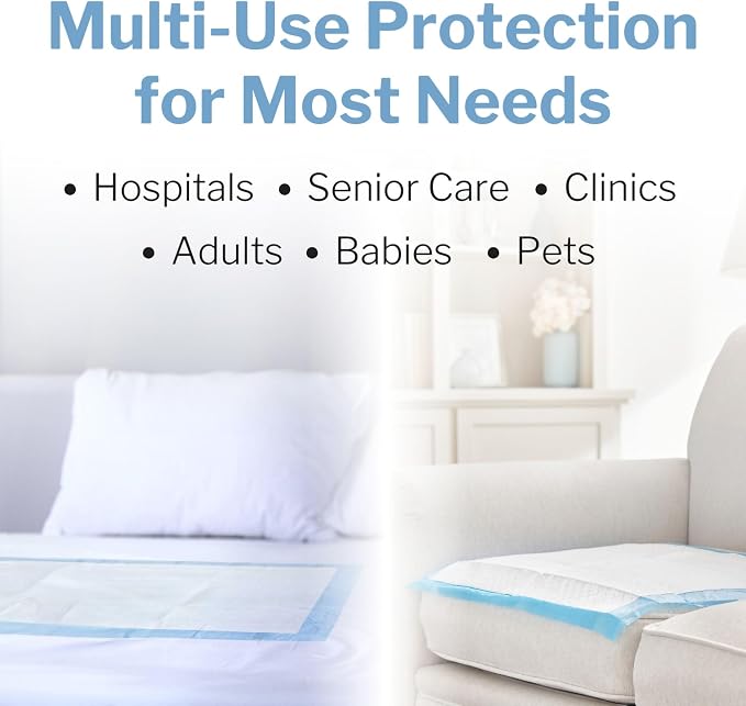 McKesson Underpads Bed Pads, Elderly, Light Absorbency, 17 x 24 in, 300 ct | and Baby, Pee Pads