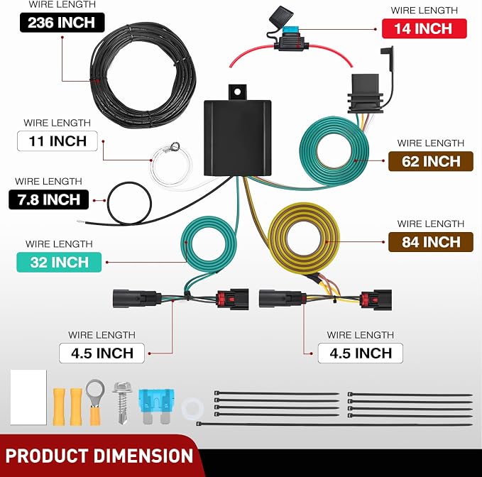 Nilight 4 Pin Trailer Wiring Harness Kit 118847/56473 Simple Fit Hitch | Vehicle Standard 4 Way Connector Custom for 2022 2023 2024 2025 Jeep Grand Cherokee 2021-25 Grand Cherokee L Accessories