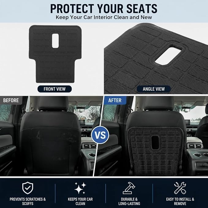 Kick Mats for 2023 2024 2025 2026 Honda Pilot 6 Seats, 2nd Row Backrest Mat All Weather Cargo Mat TPE Cargo Liner Trunk Liner Back Seat Cover Protector for Pilot Car Accessories